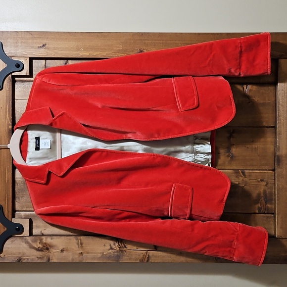 J. Crew Red Velvet Cropped Blazer Size 8 - Picture 7 of 16